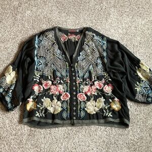 Johnny Was Castana Pheasant Blouse size L